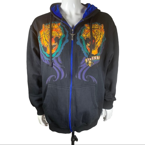Avirex Other - AVIREX Men’s Two Tiger Jeweled Hoodie Size XL